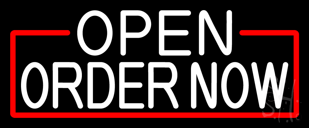 N105-16338-clear White Open Order Now with Red Border Clear Backing Neon Sign - Red & White - 10 in. Tall x 24 in. Wide
