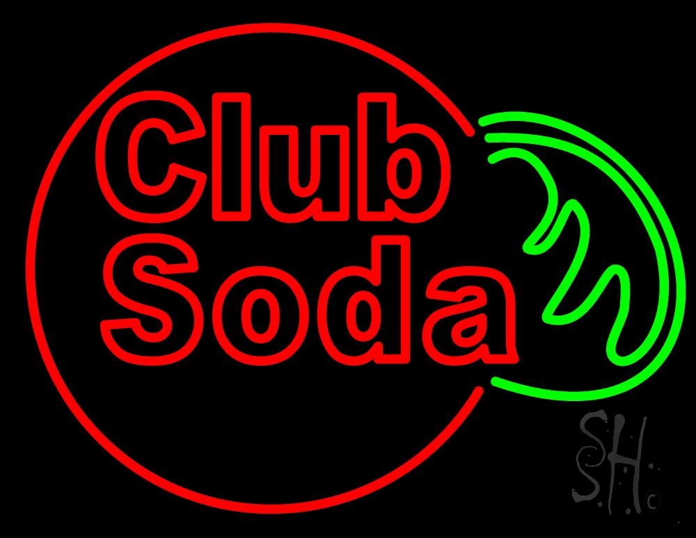 N105-1387-clear Club Soda Clear Backing Neon Sign - Red & Green - 24 in. Tall x 31 in. Wide