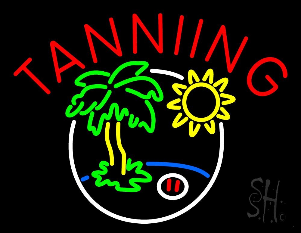 N105-1835-clear Tanning with Logo Clear Backing Neon Sign - Multi Color - 24 in. Tall x 31 in. Wide