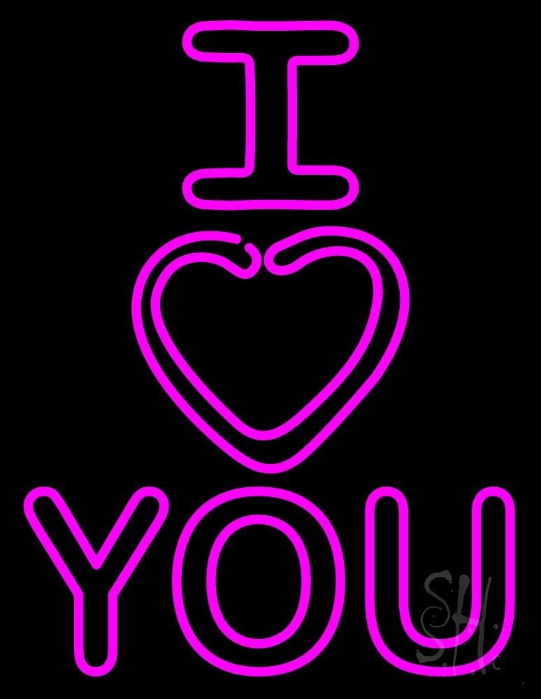 N105-1841-clear Vertical I Love You Clear Backing Neon Sign - Pink - 24 in. Tall x 31 in. Wide