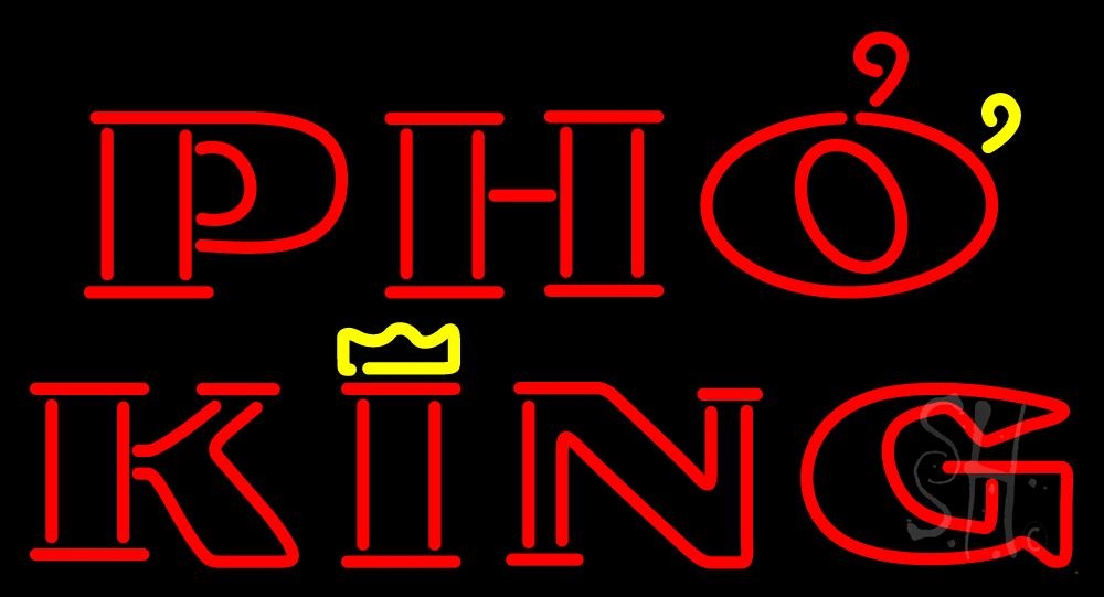 N105-2121-clear Pho King Viatnamese Restaurant Clear Backing Neon Sign - Red & Yellow - 20 in. Tall x 37 in. Wide