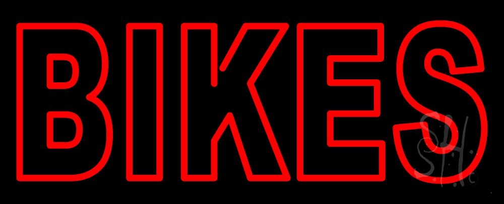 N105-6540-clear Double Stroke Bikes Clear Backing Neon Sign - Red - 13 in. Tall x 32 in. Wide