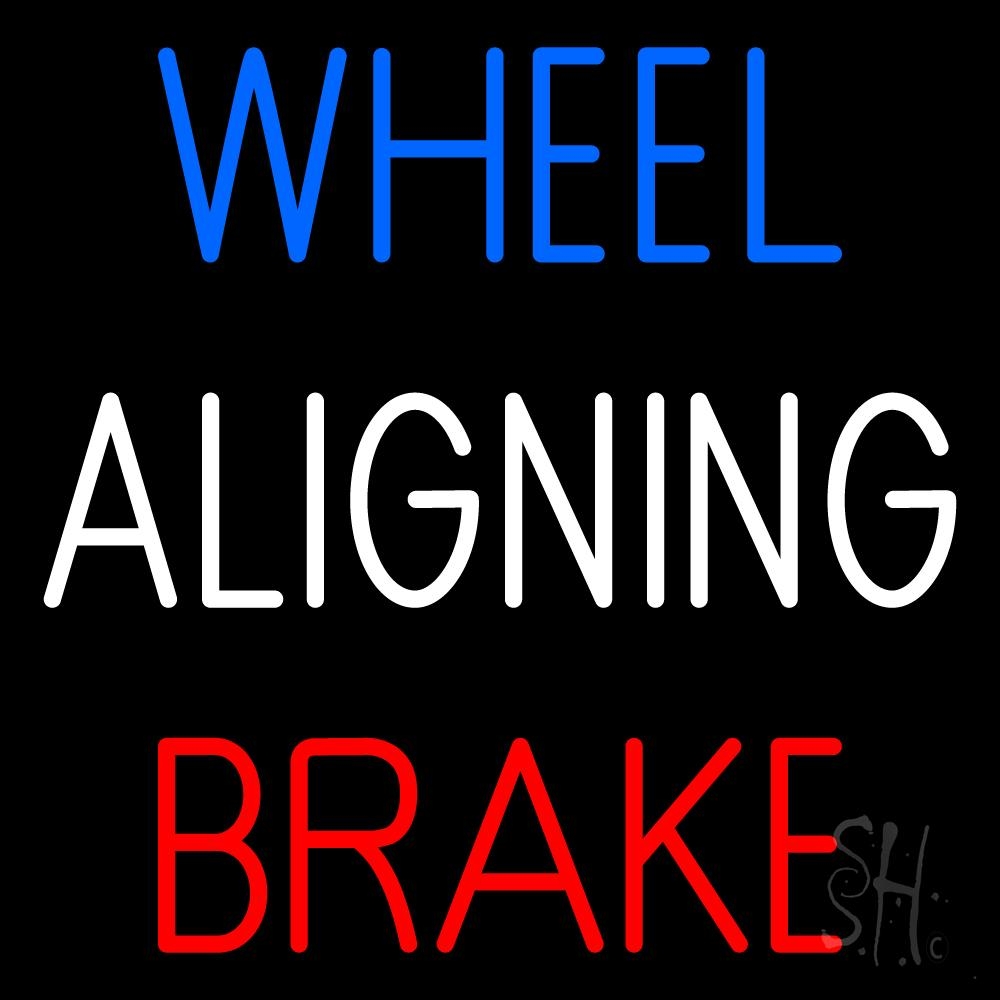 N105-5868-clear Wheel Aligning Brake 2 Clear Backing Neon Sign - Blue, Red & White - 24 in. Tall x 24 in. Wide