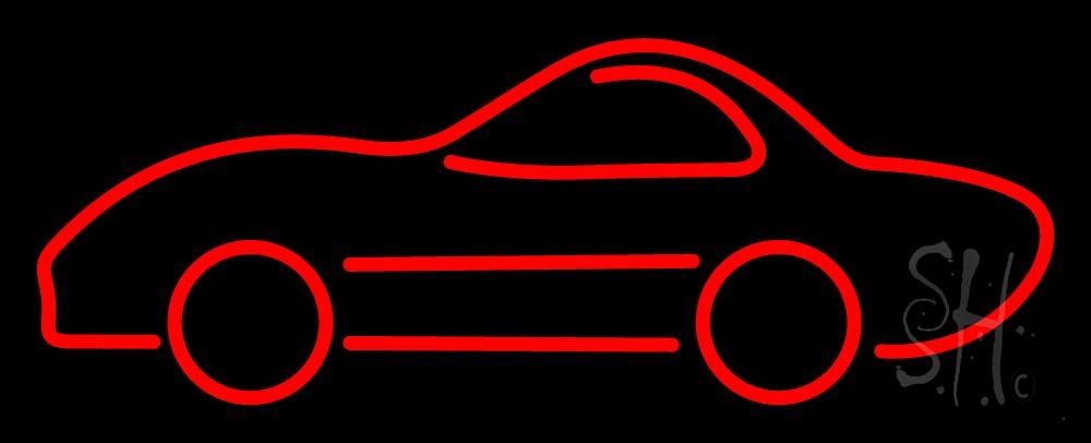 Red Car Clear Backing Neon Sign - 13 in. Tall x 32 in. Wide