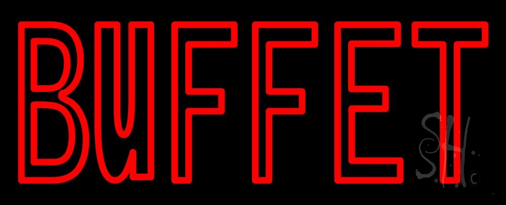 N105-1291-clear Red Double Stroke Buffet Clear Backing Neon Sign - 13 in. Tall x 32 in. Wide