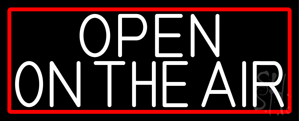 N105-17041-clear White Open On The Air with Red Border Clear Backing Neon Sign - Red & White - 13 in. Tall x 32 in. Wide