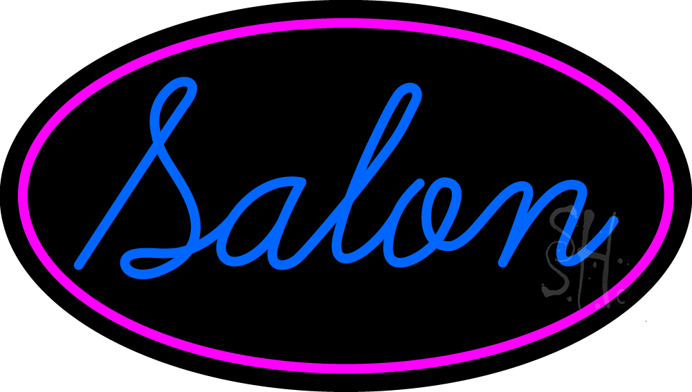 N105-15053-clear Blue Cursive Salon Clear Backing Neon Sign - Pink & Blue - 17 in. Tall x 30 in. Wide