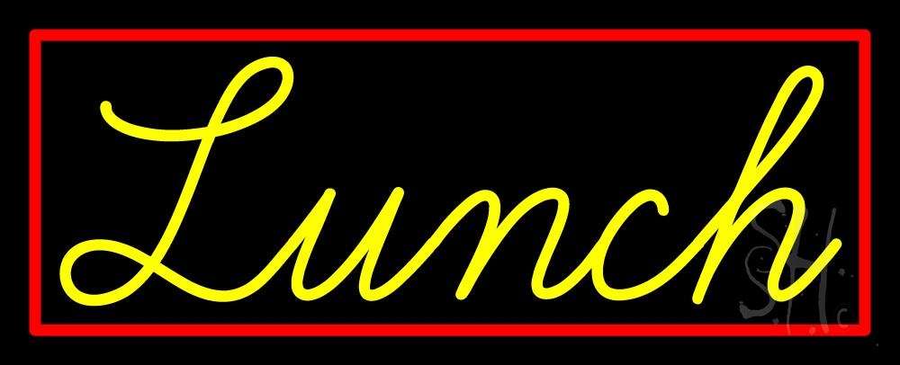 N105-2000-clear Cursive Yellow Lunch Clear Backing Neon Sign - Red & Yellow - 13 in. Tall x 32 in. Wide