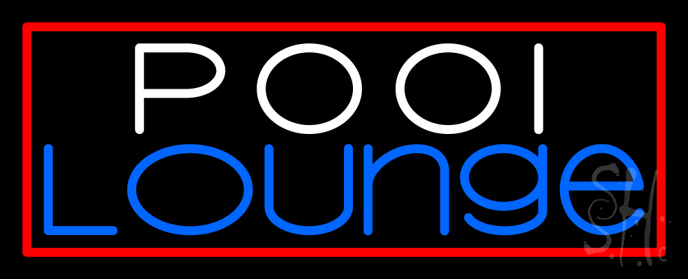 Double Stroke Pool Lounge with Red Border Clear Backing Neon Sign - Blue, Red & White - 13 in. Tall x 32 in. Wide