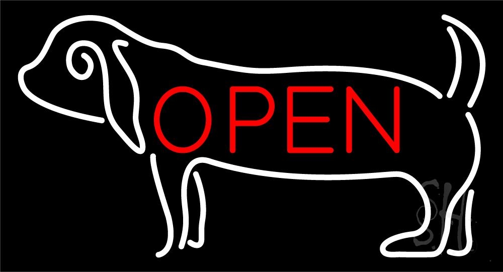 N105-5418-clear Pet Open 3 Clear Backing Neon Sign - White & Red - 20 in. Tall x 37 in. Wide -  The Sign Store