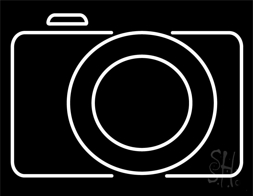 Camera Icon Clear Backing Neon Sign - White - 24 in. Tall x 31 in. Wide
