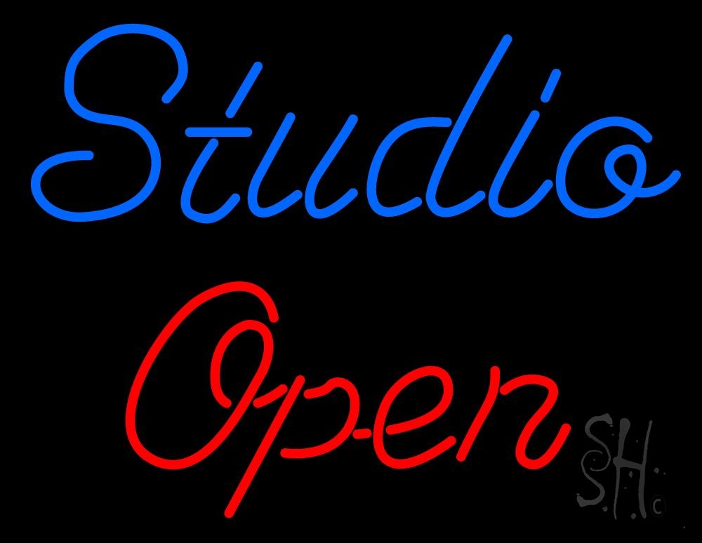 N105-6836-clear Blue Studio Red Open Clear Backing Neon Sign - Red & Blue - 24 in. Tall x 31 in. Wide