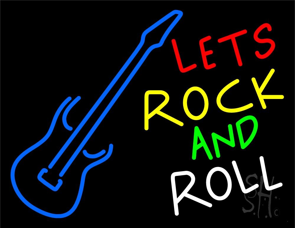 N105-7970-clear Lets Rock N Roll Clear Backing Neon Sign - Multi Color - 24 in. Tall x 31 in. Wide