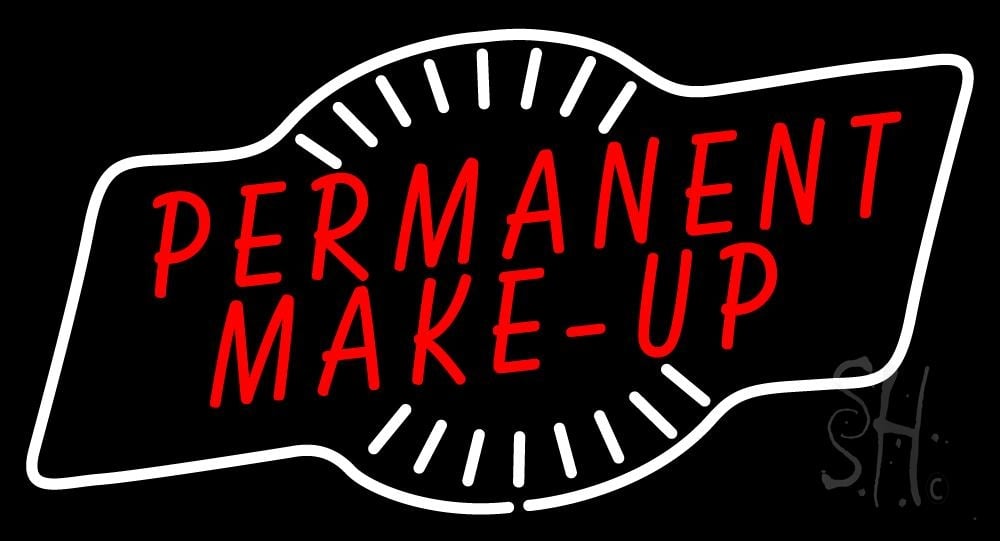 N105-1886-clear Red Permanent Makeup Clear Backing Neon Sign - Red & White - 20 in. Tall x 37 in. Wide