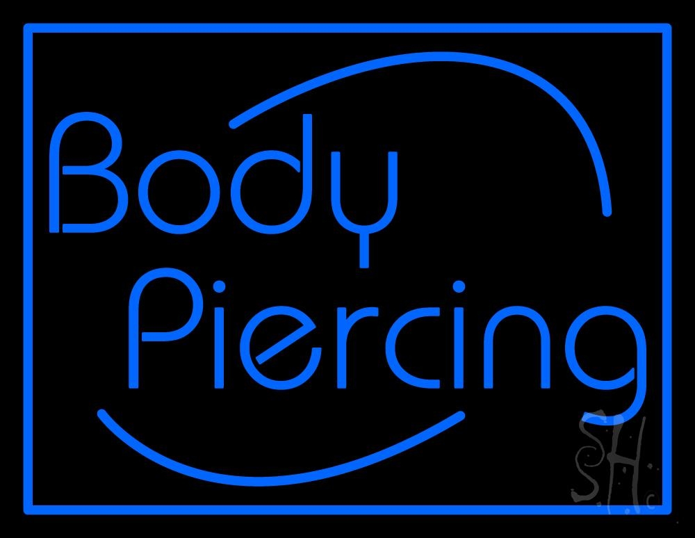N105-1902-clear Deco Style Body Piercing Clear Backing Neon Sign - Blue - 24 in. Tall x 31 in. Wide