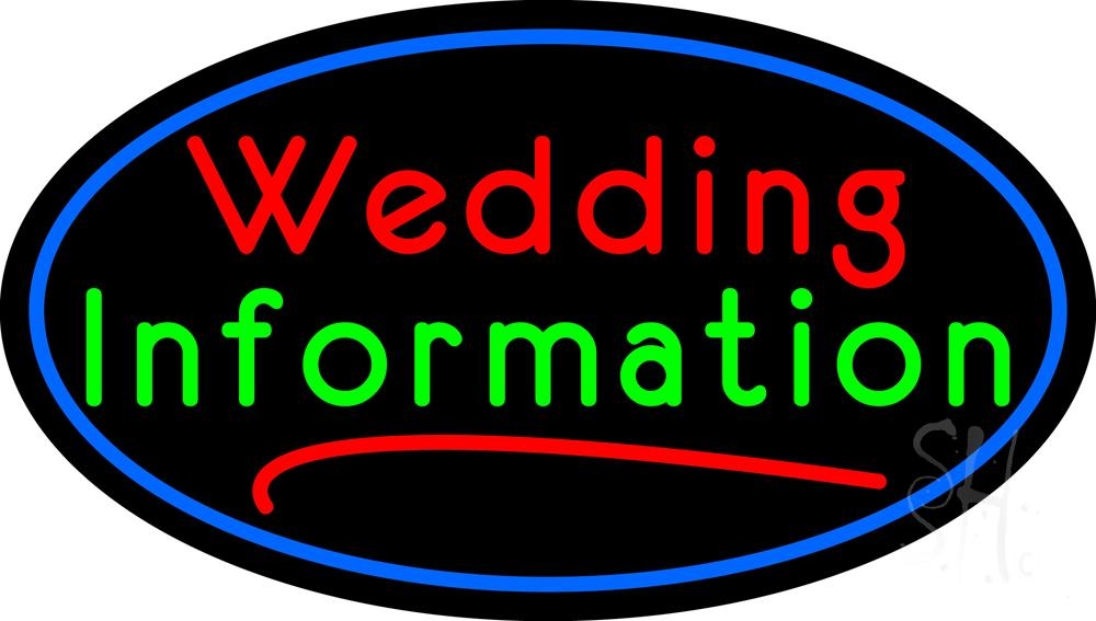 N105-4956-clear Oval Wedding Information Clear Backing Neon Sign - Red, Green & Blue - 17 in. Tall x 30 in. Wide
