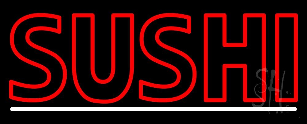 Double Stroke Red Sushi Clear Backing Neon Sign - Red & White - 13 in. Tall x 32 in. Wide