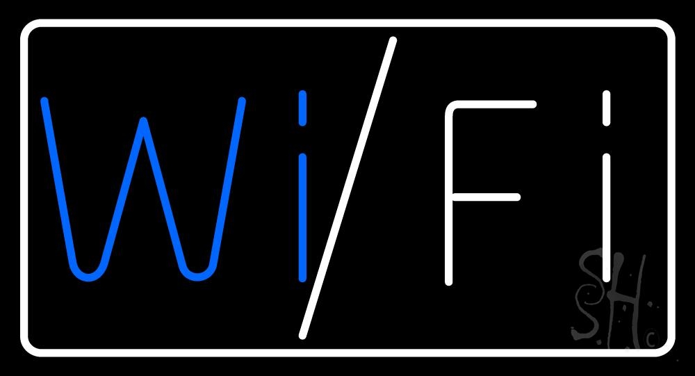 N105-5576-clear Wifi White Border Clear Backing Neon Sign - White & Blue - 20 in. Tall x 37 in. Wide