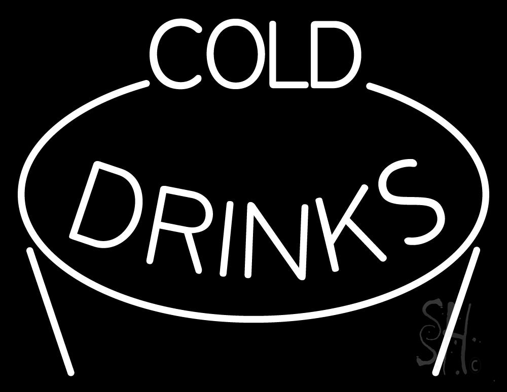 N105-1457-clear White Cold Drinks Clear Backing Neon Sign - 24 in. Tall x 31 in. Wide