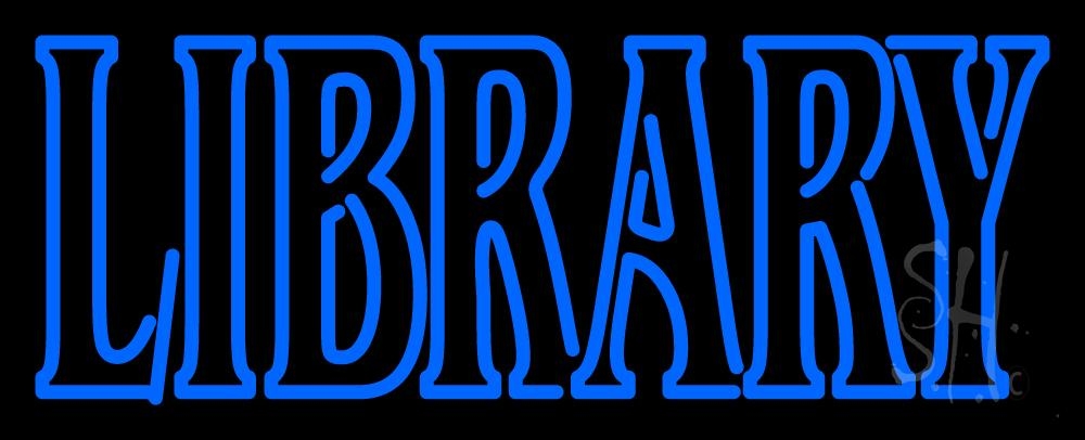 N105-2256-clear Double Stroke Library Clear Backing Neon Sign - Blue - 13 in. Tall x 32 in. Wide