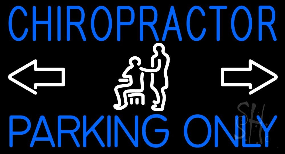 N105-2286-clear Chiropractor Parking Only Clear Backing Neon Sign - White & Blue - 20 in. Tall x 37 in. Wide