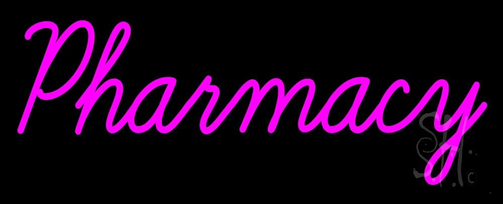 N105-2314-clear Cursive Pink Pharmacy Clear Backing Neon Sign - Pink - 13 in. Tall x 32 in. Wide