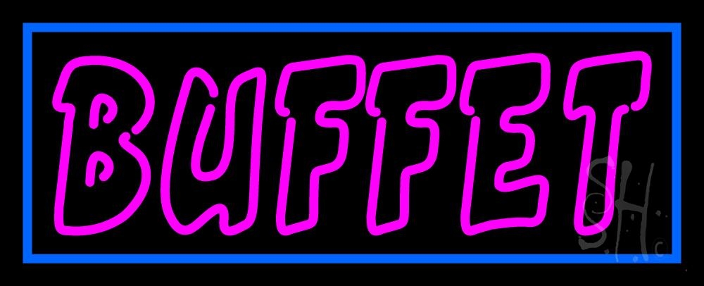 N105-1282-clear Pink Double Stroke Buffet Clear Backing Neon Sign - Pink & Blue - 13 in. Tall x 32 in. Wide