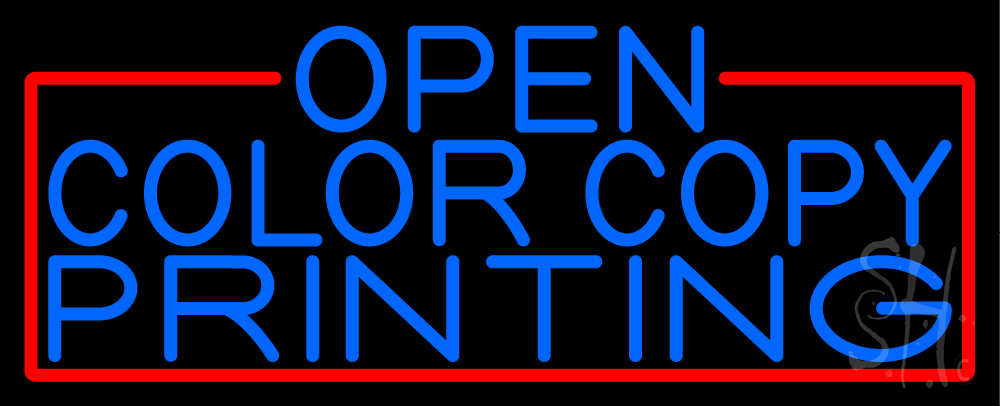 N105-16433-clear Blue Open Color Copy Printing with Red Border Clear Backing Neon Sign - Blue & Red - 13 in. Tall x 32 in. Wide