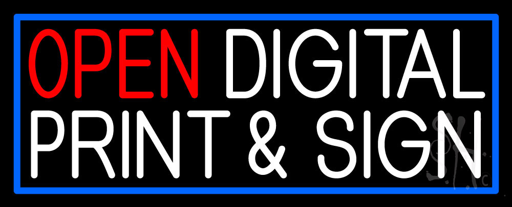 N105-16630-clear Open Digital Print & Sign with Blue Border Clear Backing Neon Sign - Red, White, Pink & Blue - 13 in. Tall x 32 in. Wide