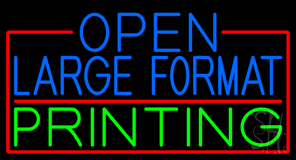 N105-16698-clear Open Large Format Printing with Red Border Clear Backing Neon Sign - Blue, Green & Red - 20 in. Tall x 37 in. Wide