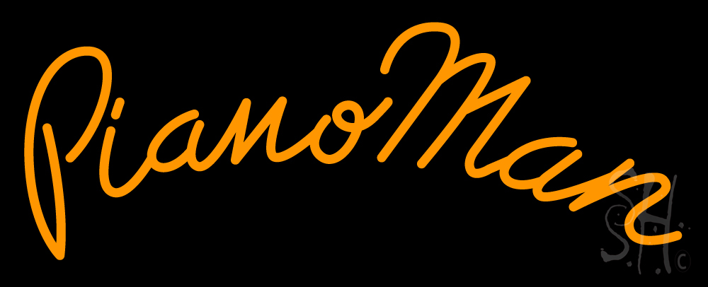 N105-18876-clear Piano Man Clear Backing Neon Sign - Orange - 13 in. Tall x 32 in. Wide