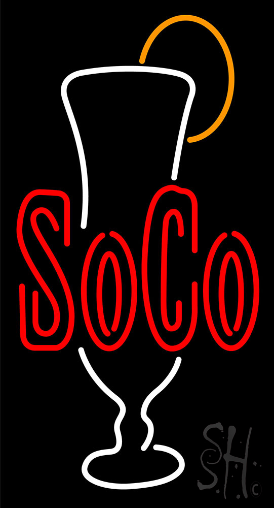 Soco Clear Backing Neon Sign - Red, Orange & White - 37 in. Tall x 20 in. Wide