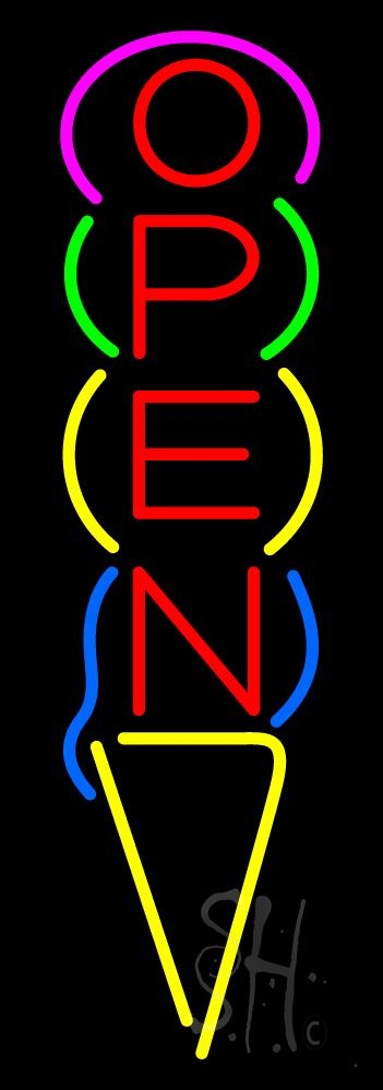 N105-1207-clear Red Ice Cream Open Clear Backing Neon Sign - Multi Color - 37 in. Tall x 13 in. Wide