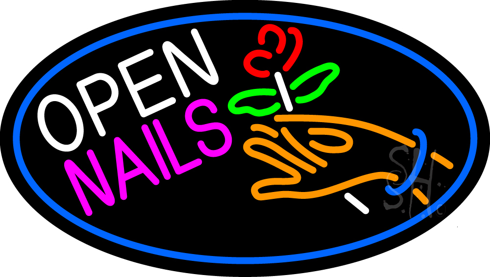 N105-15746-clear Nails Open Logo Clear Backing Neon Sign - Multi Color - 17 in. Tall x 30 in. Wide