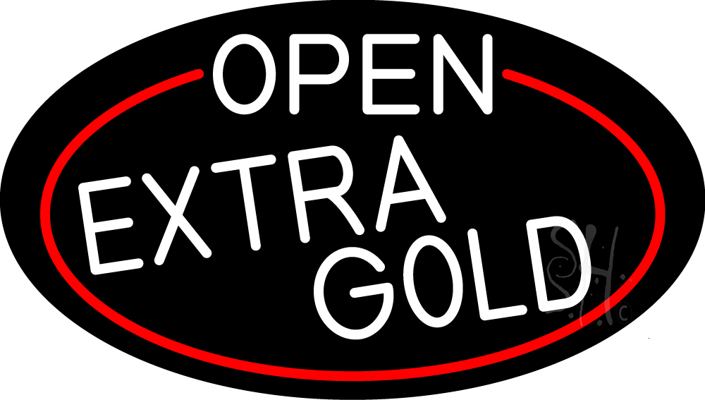 N105-16997-clear White Open Extra Gold Oval with Red Border Clear Backing Neon Sign - Red & White - 17 in. Tall x 30 in. Wide