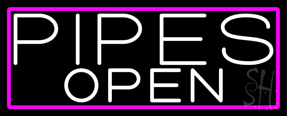 N105-17083-clear White Pipes Open with Pink Border Clear Backing Neon Sign - White & Pink - 13 in. Tall x 32 in. Wide