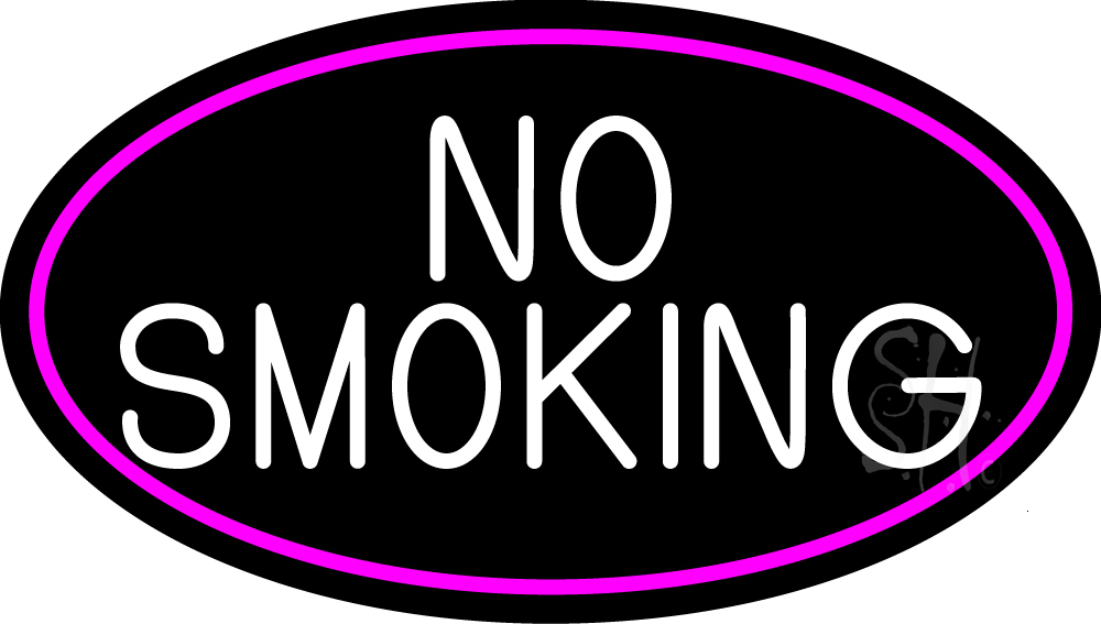 N105-15035-clear Block No Smoking Oval with Pink Border Clear Backing Neon Sign - Pink & White - 17 in. Tall x 30 in. Wide