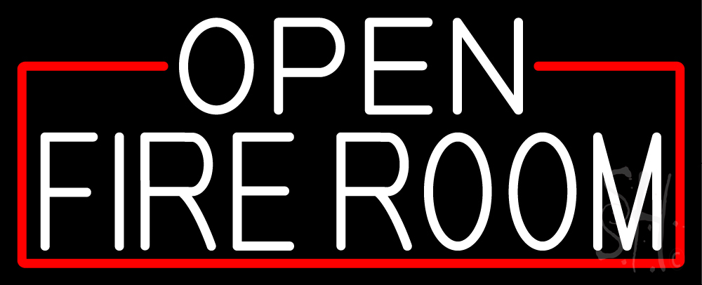 N105-16657-clear Open Fire Room with Red Border Clear Backing Neon Sign - White & Red - 13 in. Tall x 32 in. Wide