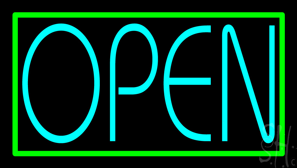 N500-3337-clear Turquoise Open Green Open Clear Backing Neon Sign - Turquoise & Green - 13 in. Tall x 23 in. Wide