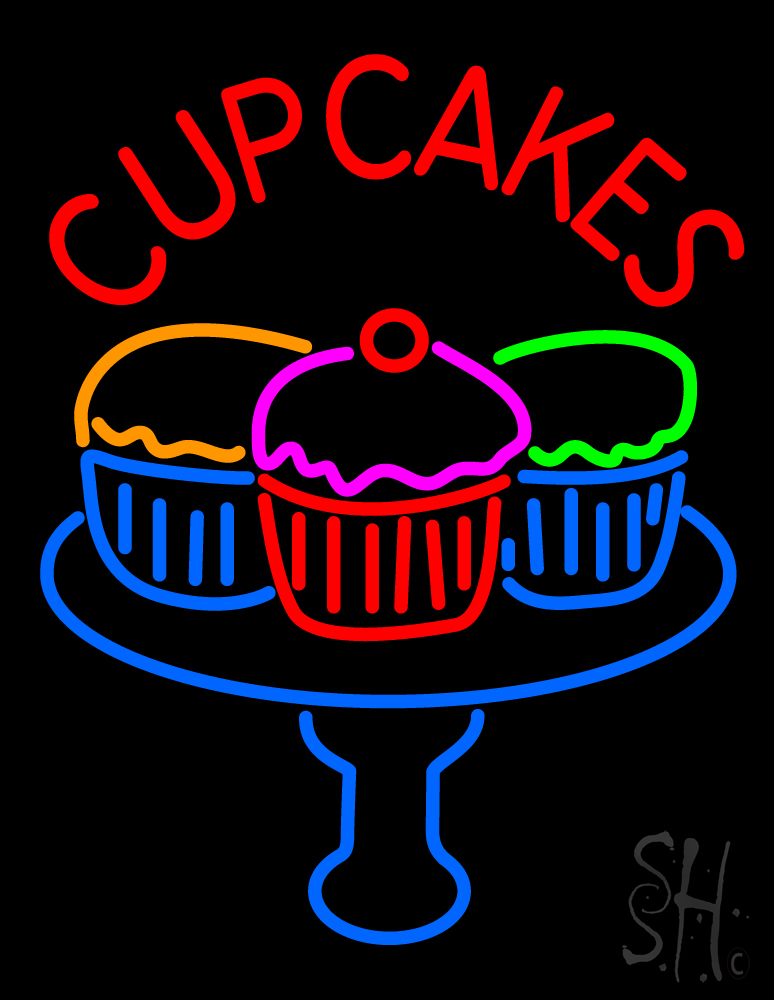 Cupcakes Clear Backing Neon Sign - Multi Color - 31 in. Tall x 24 in. Wide