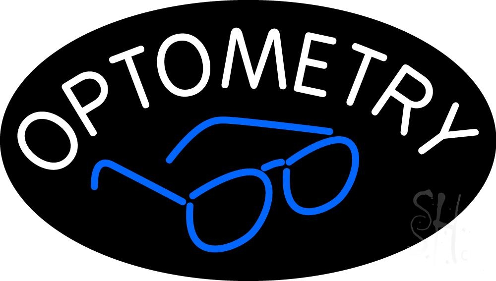 N105-2353-clear Optometry with Glass Logo Clear Backing Neon Sign - White & Blue - 17 in. Tall x 30 in. Wide