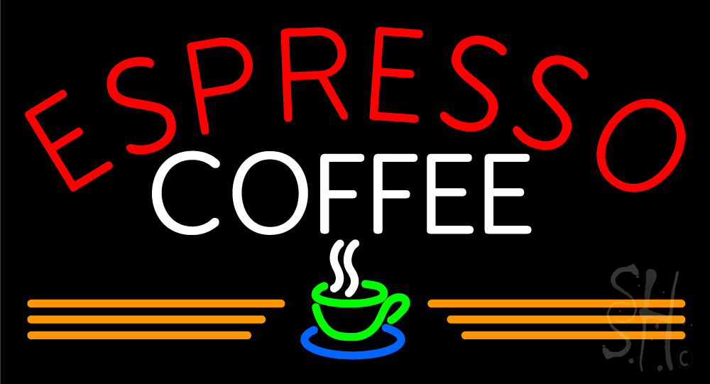 N105-13903-clear Round Espresso Coffee Clear Backing Neon Sign - Multi Color - 20 in. Tall x 37 in. Wide