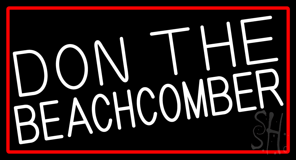 N105-15364-clear Don The Beachcomber with Red Border Clear Backing Neon Sign - Red & White - 20 in. Tall x 37 in. Wide