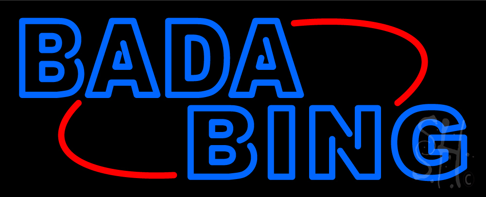 N105-15377-clear Double Stroke Blue Bada Bing Clear Backing Neon Sign - Red & Blue - 13 in. Tall x 32 in. Wide