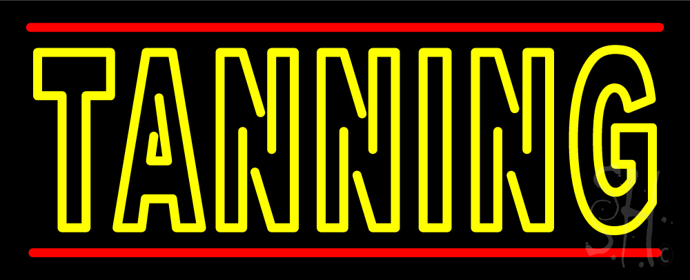 N105-15414-clear Double Stroke Yellow Tanning Clear Backing Neon Sign - Yellow & Red - 13 in. Tall x 32 in. Wide