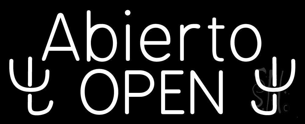 N105-2932-clear Double Stroke Abierto Open Clear Backing Neon Sign - White - 13 in. Tall x 32 in. Wide