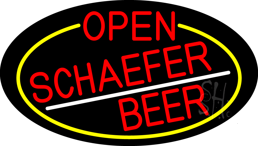N105-16915-clear Red Open Schaefer Beer Oval with Yellow Border Clear Backing Neon Sign - Yellow, Red & White - 17 in. Tall x 30 in. Wide