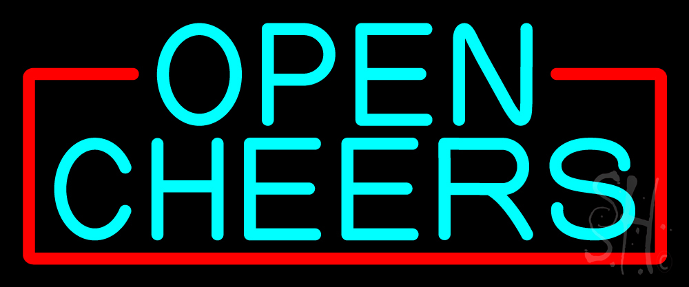 N105-16934-clear Turquoise Cheers with Red Border Clear Backing Neon Sign - Red & Turquoise - 10 in. Tall x 24 in. Wide