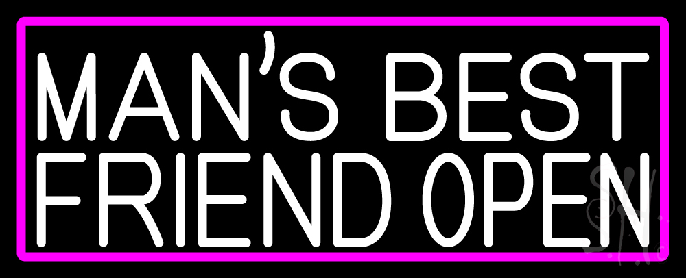 N105-16969-clear White Mans Best Friend Open with Pink Border Clear Backing Neon Sign - White & Pink - 13 in. Tall x 32 in. Wide