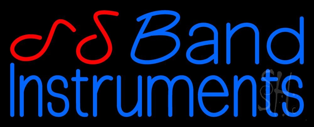 N105-6776-clear Blue Band Instruments 1 Clear Backing Neon Sign - Blue & Red - 13 in. Tall x 32 in. Wide